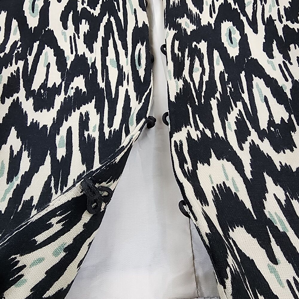 Nanette Lepore Jacket Womens 4 Black White Tribal Linen Blend 3/4 Sleeve Gems - Picture 13 of 16